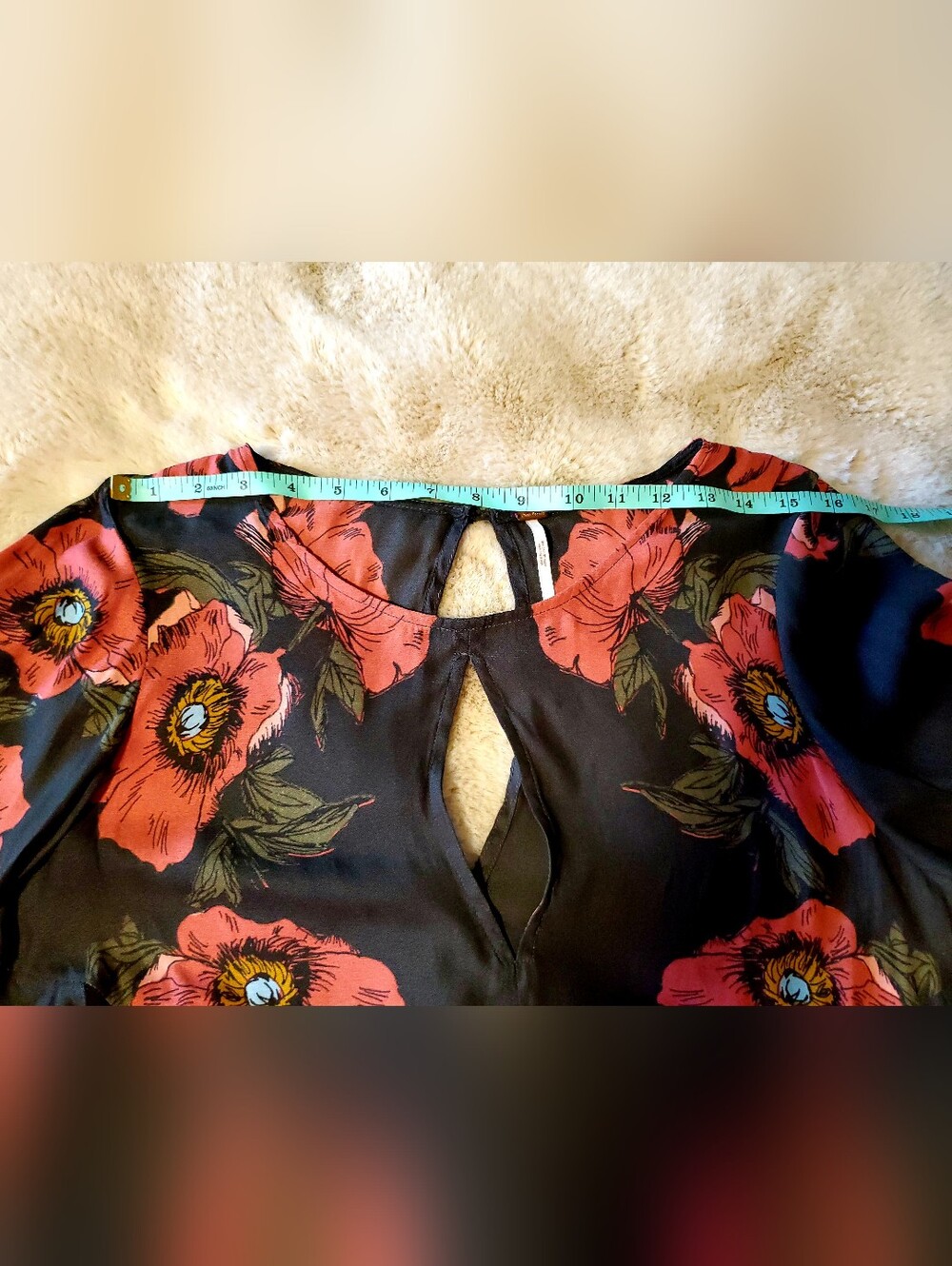 Free People Floral Bell Sleeve Mini Dress Boho Babydoll Medium - Picture 8 of 10
